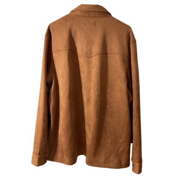 NWOT Frye Faux Suede Shirt Jacket, Shacket, Snap Closure, Brown Men's Size XL - Picture 2 of 9